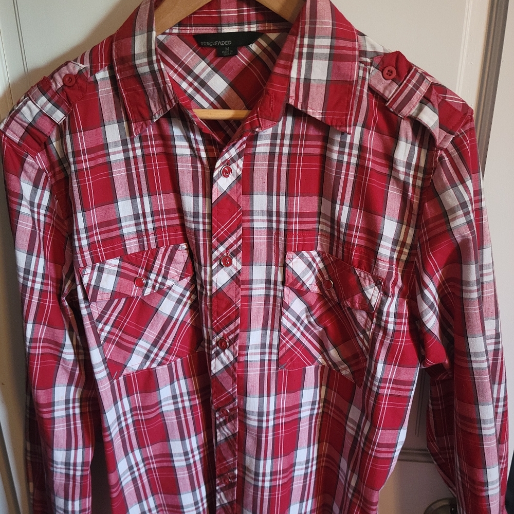 River Island Red and White Plaid Men's Shirt